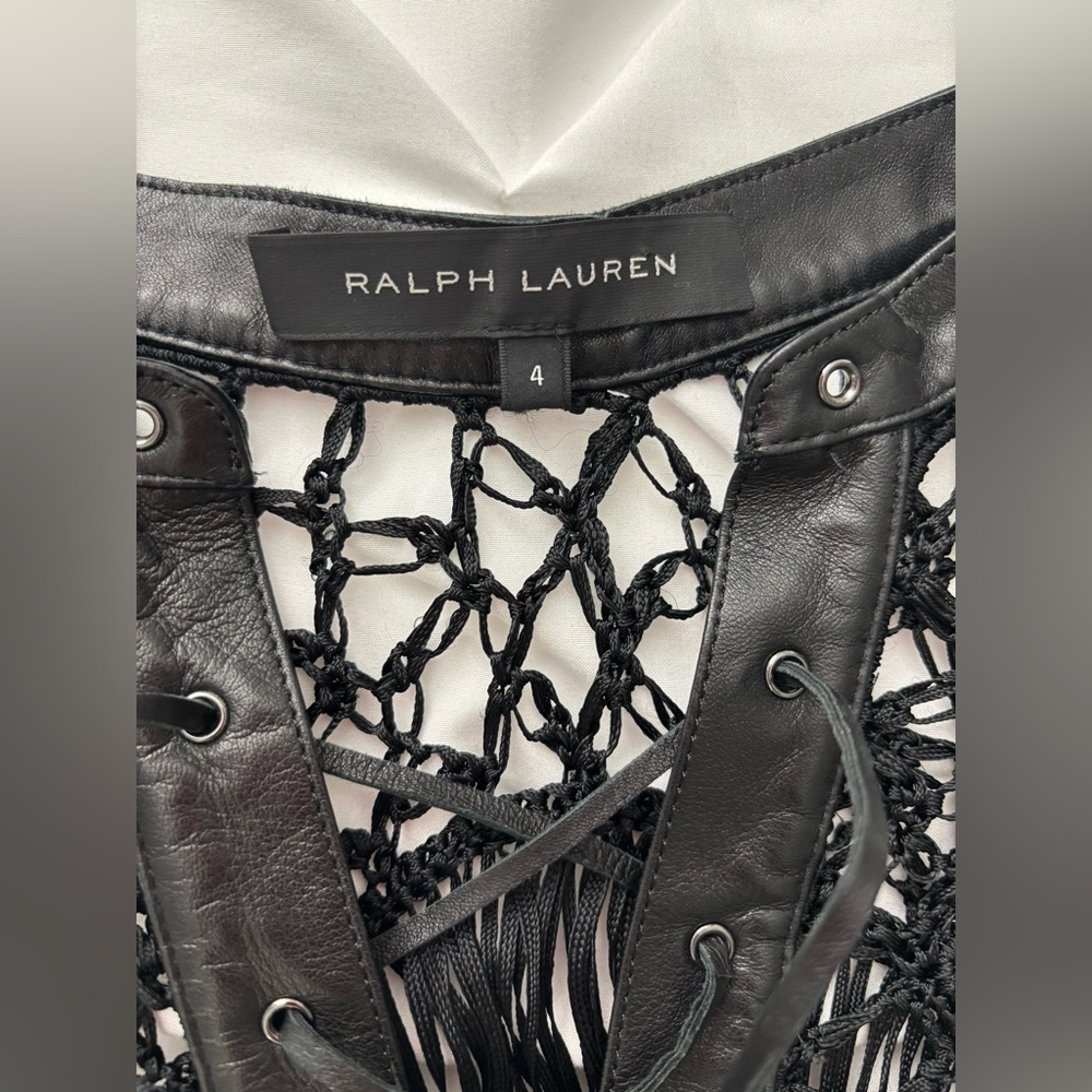Ralph Lauren Black Label Crochet & Leather Coverup/Shirt, Sample, NWOT - Picture 9 of 16